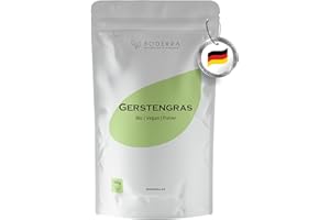 ‎BODERRA BODERRA BIO Gerstengras Pulver 250g - HERGESTELLT IN DE - 60 Tage Vorrat Gerstengras Pulver BIO - NÄHRSTOFFWUNDER Gerstengrassaft Pulver BIO in Rohkostqualität - VEGAN-OHNE ZUSÄTZE-LABORGEPRÜFT