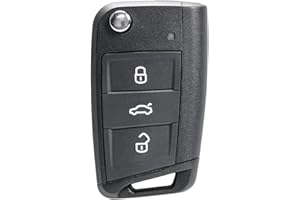 VAILIKEY Autoschlüsselgehäuse mit 3 Tasten, Ersatz für VW Volkswagen MK7 Golf Seat Skoda Octavia