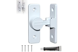 FENGJIAHUI Schiebetürschloss, 90° Riegelschloss, Ohne Bohren for Türverriegelung Innen, Schiebetür Schloss, Vorhängeschlossverschlüsse für alle Innen- und Außentüren Geeignet (Weiß-90°)