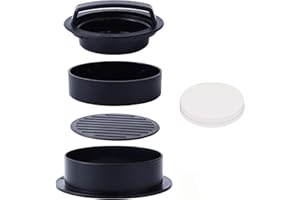 Ulikey Prensa de Hamburguesa, Press Burger Kit 3-EN-1, Molde Hamburguesas Maquina con 100 Papel Antiadherente Rellenas para Horno Burgers Barbacoa Cheeseburgers Caseras Carne o Verduras Albóndigas