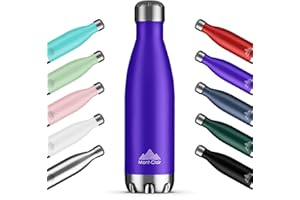Mont-Clair H2O Botella Agua Acero Inoxidable - Botella Isotermica Termica sin BPA, 12h de Bebida Caliente y 24h de Bebida Fría, Termo agua con pared Doble Aislamiento, 500ML - Morado