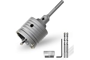 CSOOM Otwornica do betonu 70 mm z przedłużeniem SDS-Plus 110 mm, końcówka z twardego metalu, 2 wiertła centrujące, 2 worki na kurz
