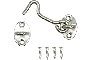 SZXMDKH 1 Pezzi Gancio Finestra, Acciaio Inossidabile Argento, Serratura a Gancio per Cancello, con Viti di Montaggio per Cancello Del Capannone o Porta Del Garage (7.5cm)