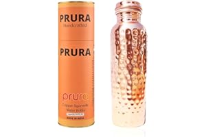PRURA Borraccia in rame con taglio a diamante, a prova di perdite, contenitore in rame ayurvedico per sport, palestra, attività all'aperto, yoga