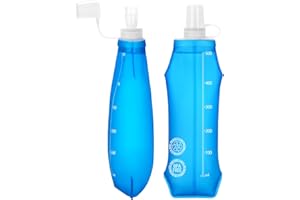 Euqvunn 2 Pièces Gourde Souple - TPU Sans BPA, 500 ML Flasque Running d'Eau Réutilisable - Anti-Poussière et Anti-Fuite, pour Sacs d'Hydratation, Course à Pied, Randonnée, Camping, Cyclisme, Voyage