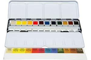 Daniel Smith Colour Hand Poured Set in a Metal Box with Bonus Empty Half Pans, 12 Colors, 1 Unità (Confezione da 1)