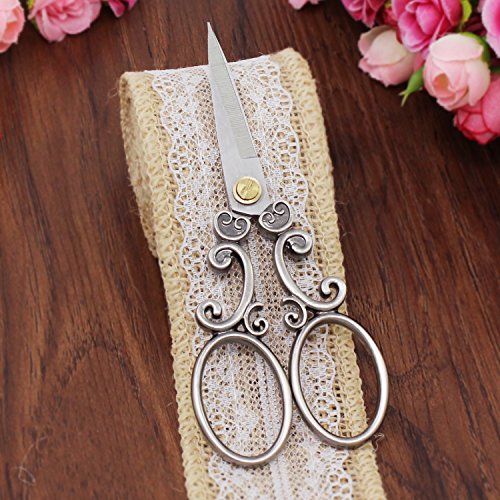 Psmgoods® Vintage Antik Edelstahl Kreuzstich Antik Nähen Schere Scheren Old Style Look Bronze DIY (Scissor 2R Black Silver) - 4