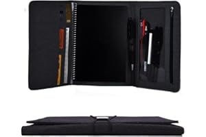 RZMAYIS Custodia a libro per Rocketbook Fusion, tessuto di stoffa, multi organizzatore, per uomini e donne, con passante per penna, porta biglietti da visita, adatta per notebook formato A5 (nero)