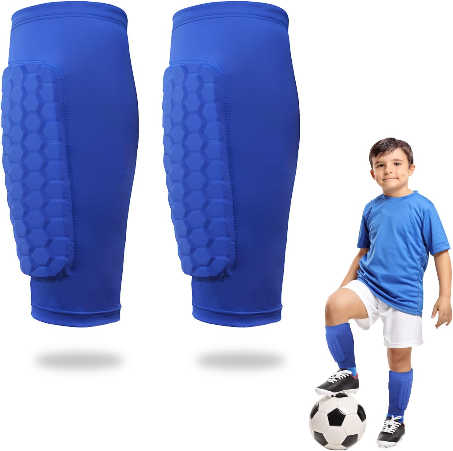 Espinilleras para niños con almohadillas de panal para fútbol, baloncesto, esquí, antigolpes, para niños y niñas