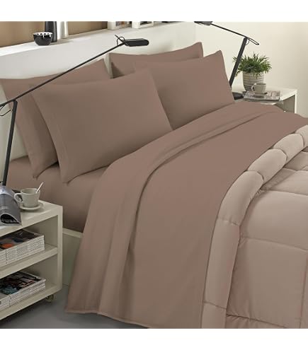 Completo Lenzuola In Flanella Cotone King Size – Crema – Lenzuolo Con Angoli, Lenzuolo Piano E 2 Federe – Linenstowlsquilts - 3