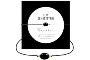 happymaker - Turmalin Armband Damen, handgefertigt Edelstein Armband mit 18k vergoldete Messingperlen, schöne Geschenkverpackung, Schutzstein und Kraftstein Geschenk