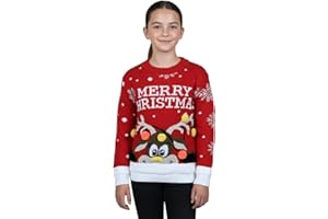 Hamishkane® Christmas Jumper Kids, Reindeer 3D Pom Pom Rudolph Merry Christmas Knitted Jumpers for Girls, Novelty Long Sleeve Xmas Jumpers Boys, Crew Neck Unisex Sweater Red Top 3-13 Years
