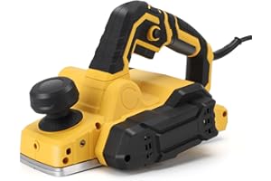 WODHMIEY 900W Electric Planner, High Power Corded Planer with 2 Double-Edged 65Mn Carbide Blades, 16000 RPM, 82mm Planing Width, 3mm Max Cutting Depth, Dust Collection System, for Woodworking