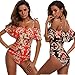 Price comparison product image Leisun Women Fashion Bikini Ladies Print Bodysuits Jumpsuits Suspenders Deep V Swimwear Zipper Backless Swimsuit Fashion Casual Beachwear Charming Skinny (Red, M)