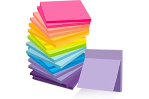 YOXOVO 18 Stück Haftnotizen 76 mm x 76 mm, Klebezettel zum Beschriften, Stark Haftend, 9 Farben Super Sticky Notes für Schule, Zuhause, Büro Erinnerung, Checkliste oder To-Do-Liste