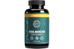 Primal Magnesium par Primal Harvest - Complexe de supplément de magnésium avec Malate de Magnésium, Biglycinate, Dicitrate Tri-Magnésium, Zinc et Vitamine C, 60 Capsules