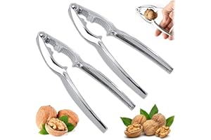 LGZIN 2 Pezzi Schiaccianoci, Noce Cracker, Noce Pinze, Schiaccianoci in Metallo, Nut Sheller Tool, per Noce, Pecan, Mandorle, Pistacchi, Frutti di Mare (Argento 2pcs)