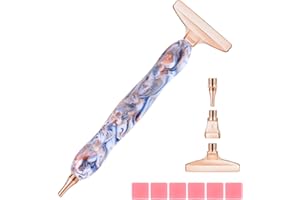 Souarts 5D Diamond Painting Zubehör Stift Set, Drill Pen mit Gewinde Metall Ersatz Stiftköpfen, Malkleber Lehm für Mosaikherstellung Nagelkunst Diamanten Malerei Strassstein(Gold 6er)