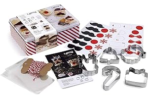 Lékué Kit Cookies de navidad, Caja acero inoxidable con accesorios para cocinar galletas navideñas