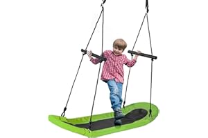 RELAX4LIFE Columpio Nido con Altura Regulable 100-160cm, Columpio Exterior con Reposabrazos y Marco de Acero para Niños y Adultos, Columpio Jardín con 4 Lazos, Carga 150kg (Verde)