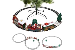 BAKAJI Trenino Natalizio sotto Albero 3in1 Locomotiva Luci Suoni con Vagoni + Slitta Babbo Natale Decorazioni Natalizie 3 Piste Giocattolo Bambini