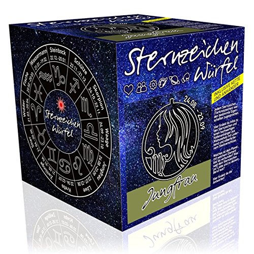 Preisvergleich Produktbild Sternzeichenwürfel Jungfrau: Sternzeichen-Booklet und Sternzeichenanhänger am Lederband