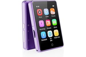 PINHUI 64 GB Reproductor MP3 Bluetooth 5.3, Pantalla táctil de 2,8 Pulgadas, Sonido HiFi, Reproductor MP3 y MP4 para niños, Altavoz Integrado, grabación, Radio FM, Ampliable hasta 128 GB(Morado)