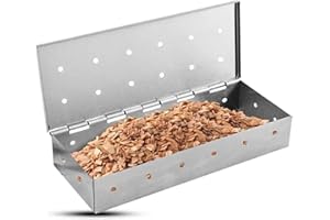 GIONAR BBQ Smoker Box for Gas, Electric & Charcoal Grills, Stainless Steel Smoker Box for Wood Chips to Add Smoky Flavor to Meat & Fish