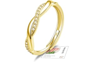 YOEE 925 Sterling Silver/Rose Gold/Gold Plated Engagement Ring for Women, Adjustable Wedding Eternity Promise Infinity Thumb Ring with Cubic Zirconia Anniversary Valentines Jewellery Gifts with Box