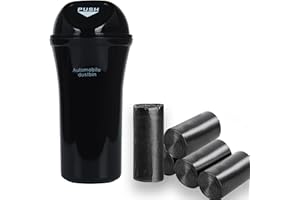 VBGURR Car Bin，Car Bins for Front of Car with 5 Rolls Garbage Bags，Push-on Design Car Trash Can with Lid，Bin for Car Mini Bin Car Rubbish Bin，Car Accessories for Men Women（Black）