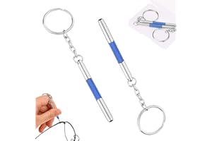 HUAMIRRA 2 Pièces Tournevis à Lunettes 3 en 1 Mini Porte-Clés en Alliage D'acier Inoxydable, Outil D'horloger Portable pour Lunettes et Montres, Blue