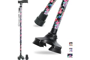 BeGrit Bastone per Anziani Telescopico Bastoni da Passeggio Donna Bastone Tre Piedi per Anziani Regolabile Bacchette per Camminare Autoportante Bastoncini da Passeggio 3 Piedi Regalo per Uomo Anziano