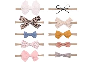 PSOWQ 10 PCS Bambini Fascia per Capelli Fasce Bambina Neonata Elastica Fascia Neonato Fasce per Capelli in Nylon Neonato Fasce per Capelli e Fiocchi Accessori per Capelli per Bambini