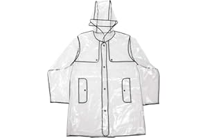 ds. distinctive style Waterproof Raincoat Women EVA Fashion Cappotto antipioggia con cappuccio Piumino impermeabile trasparente con cappuccio - Corto