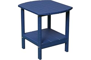 TORVA Outdoor Side Table, Adirondack Side Table, 2-Tier Garden End Table Weather Resistant, High-density PE Patio Coffee Table, Navy Blue Color