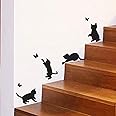 Cats playing Catching butterflies home Vinyl Wall Sticker Decor Decal Mural KItchen Pets wallpaper decoration kids room Living room wall art interior design