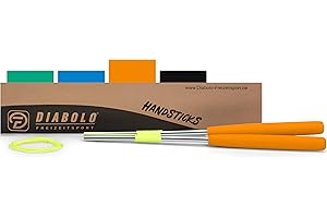 DIABOLO FREIZEITSPORT Diábolo (32 cm) de aluminio con cuerda de repuesto (160 cm) y mango de goma esponjosa (naranja) – en calidad profesional para todos los modelos y marcas