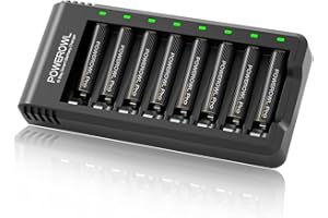 POWEROWL - Batterie Ricaricabili Pro AAA con Caricabatterie, Batterie Ni-MH Triple A - 8 pezzi