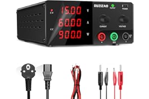 RUZIZAO Alimentation de Laboratoire 15V 60A 900W Haute Puissance Alimentation Stabilisée Réglable avec Output et Encodeur, Bloc d'alimentation de Laboratoire pour Lampadaires LED/Recharge Batteries