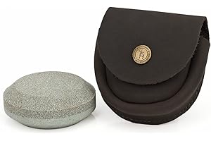 Tourbn Round Sharpening Stone Axe Blade Edge Sharpener Puck with Leather Belt Pouch, White (T-LP00245+ST)