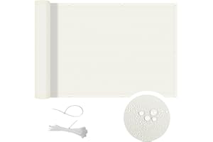 Cool Area Pantalla PES para Balcón Jardín Protección de Privacidad Opaca,Protección UV,Resistente al Viento,con Ataduras de Cables,90x300 cm,Crema