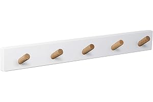 POMOLINE PERCHA pared madera diseño moderno NÓRDICO escandinavo BLANCO-HAYA con 5 GANCHOS inclinados madera