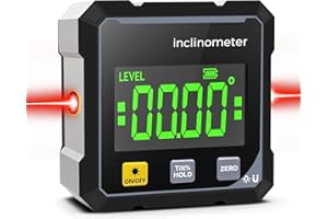 DAMIGHT Digitaler Winkelmesser Neigungsmesser, 4-seitig Magnetisch Laser Wasserwaage mit LCD Display, Type-C Schnittstelle IP54 Wasserdicht, ±0,2° Präzision Inklinometer für Holzarbeiten, Bau, Dekoration, DIY