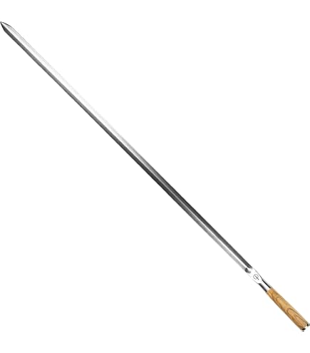 4 Brochettes En Acier Inoxydable Avec Manche Bois - Longueur 70 Cm, Largeur 1,5 Cm | Pour Barbecue, Grillades