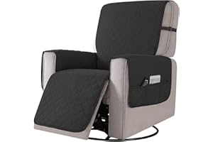Astis Fundas para Sillas Reclinables, Funda Sofa 1 Plaza Fundas Sillon Relax with Pockets Non-Slip Fabric Couch Cover, Antimanchas y Antiarañazos, Fundas Lavables para Sillas Reclinables (Negro, S)