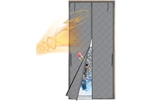 CIMSFCOR Rideau de porte magnétique à isolation thermique Oxford 210D avec boucle de rangement, épais, coupe-vent, imperméable, coupe-vent, chaud (90 x 200 cm)