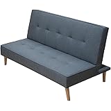 SHIITO | Sofá Cama de 2 Plazas | Modelo Tiffany - Apertura Clic-Clac | Mueble versátil y cómodo | Diseño Capitoné - En Gris -