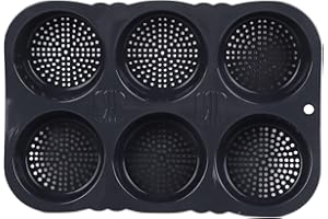 DPOFIRS Forma do Pieczenia Bułek na 6 Bułek, Mini Bułki do Burgerów z Silikonu Bezpiecznego dla Hebanu, Forma do Pieczenia Bułek do Burgerów z nieprzywierającą powłoką, Bułki Chlebowe o