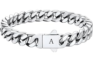 HAYOUWAY Armband Herren mit Buchstaben Edelstahl Panzerkette Silber Gold Armbänder für Herren Gravur A-Z Personalisierte Geburtstag Jahrestag Vatertag Weihnachtsgeschenke für Männer Papa Freund Sohn