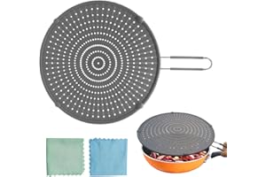 SPEENSUN Spritzschutz Pfannen, Pfannen Spritzschutz,33CM Mehrzweck-Spritzschutz Küche Herd,Abtropfbrett,und Hochhitzebeständige Fettpfannen Abdeckung zum Braten.